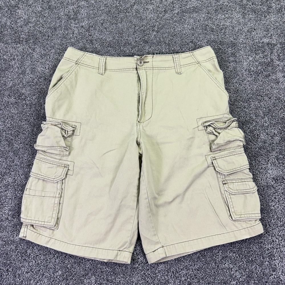 Op Cargo Shorts Mens 36 Beige Cotton Canvas Pockets Outdoor Workwear Casual